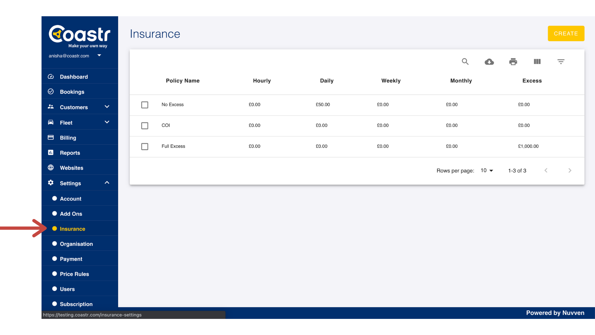 How to add insurance policy for rentals